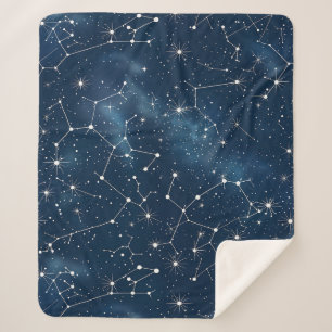 Celestial Constellation - Starry Night (4) Sherpa Blanket