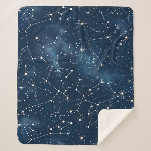 Celestial Constellation - Starry Night (4) Sherpa Blanket (Front)