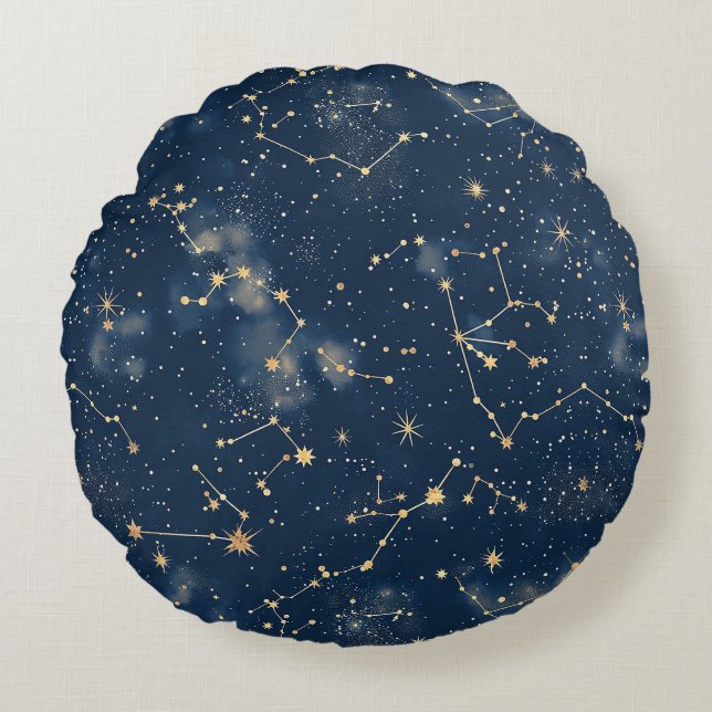 Celestial Constellation - Starry Night (5) Round Cushion (Front)