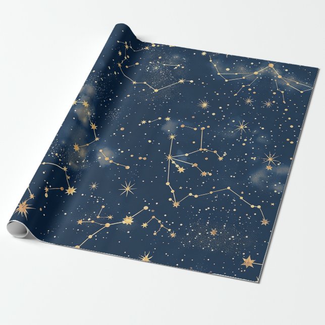 Celestial Constellation - Starry Night (5) Wrapping Paper (Unrolled)