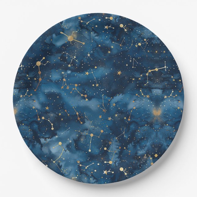 Celestial Constellation - Starry Night (7) Paper Plate (Front)