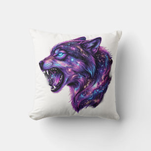 Celestial Cosmic Galaxy Wolf Roar Graphic T-Shirt Cushion