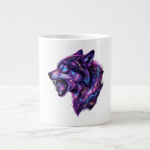 Celestial Cosmic Galaxy Wolf Roar Graphic T-Shirt Large Coffee Mug