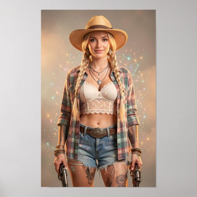 Celestial Cowgirl of Rustic Wonder Poster (Front)