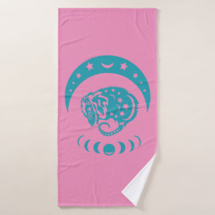 Celestial Crecent Moon Possum Whimsical Nature  Bath Towel
