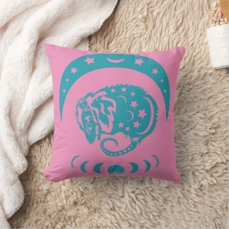 Celestial Crecent Moon Possum Whimsical Nature  Cushion