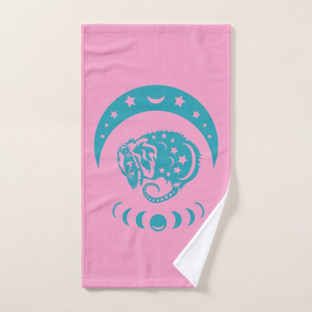 Celestial Crecent Moon Possum Whimsical Nature  Hand Towel (Hand Towel)
