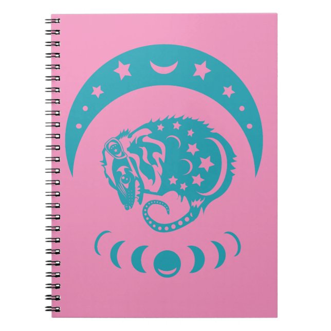 Celestial Crecent Moon Possum Whimsical Nature  Notebook (Front)