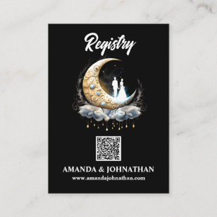 Celestial crescent moon bridal silhoutte night sky enclosure card