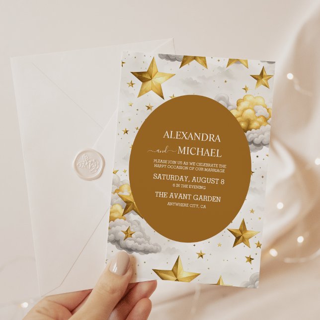 Celestial Crescent Moon Wedding Invitation (Creator Uploaded)