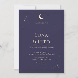 Celestial Crescent Star Wedding Invitation