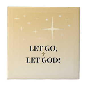 Celestial Cross Let Go Let God Glow Ceramic Tile