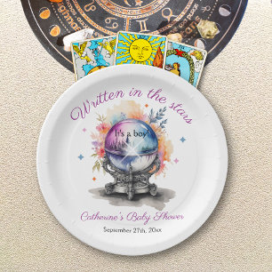 Celestial Crystal Ball Astrology Baby Shower  Paper Plate