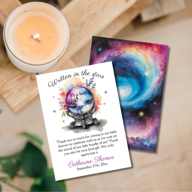 Celestial Crystal Ball Astrology Baby Shower  Thank You Card (Creator Uploaded)