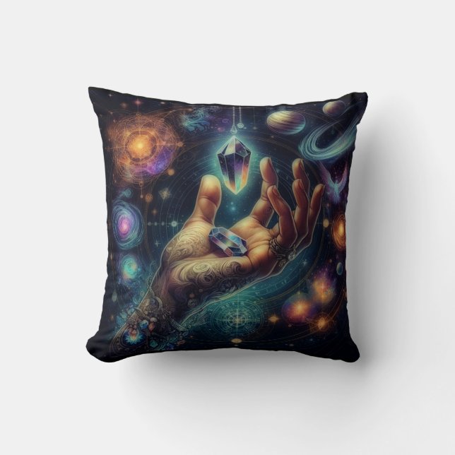 Celestial Crystal in the Palm Galaxy Spacy  Cushion (Front)