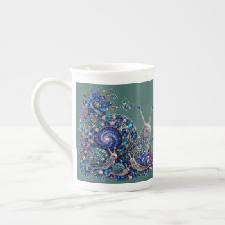 Celestial Crystal Snail Family – Sapphire Galaxy Bone China Mug
