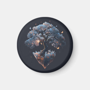 Celestial Crystal Tree – Fantasy Nature Art Magnet
