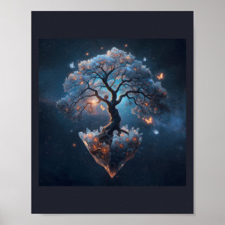 Celestial Crystal Tree – Fantasy Nature Art Poster