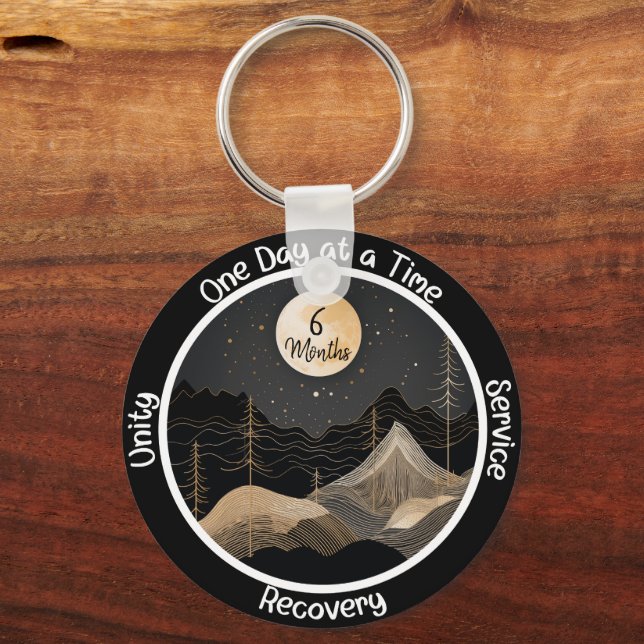 Celestial Custom Sobriety Milestone Gift  Key Ring (Front)