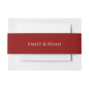 Celestial Dark Red Gold Sun Moon Stars Wedding Invitation Belly Band