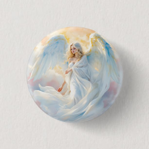 Celestial Dawn – Angel of Peace and Light 3 Cm Round Badge