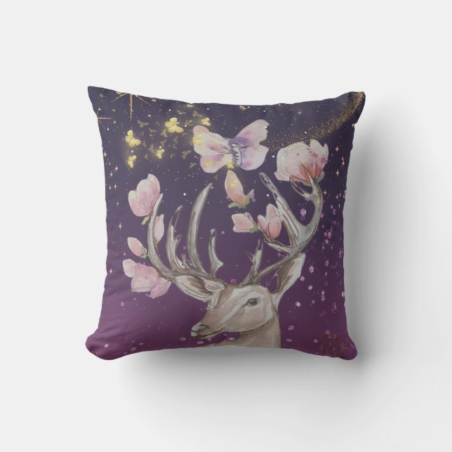 Celestial Deer Boganhues Print  Cushion (Front)