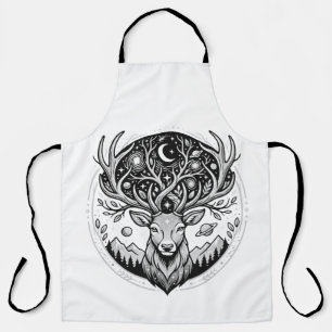 Celestial Deer Mystical Moon & Star Art Stag Apron