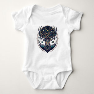 Celestial Deer Mystical Moon & Star Art Stag Baby Bodysuit