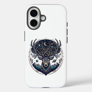 Celestial Deer Mystical Moon & Star Art Stag iPhone 16 Case