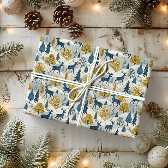 Celestial Deer Winter Mountains  Wrapping Paper (Creator Uploaded)