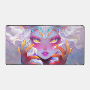 Celestial Demon Girl with Rainbow Horns Desk Mat