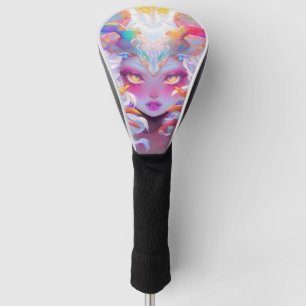 Celestial Demon Girl with Rainbow Horns Golf Head Cover