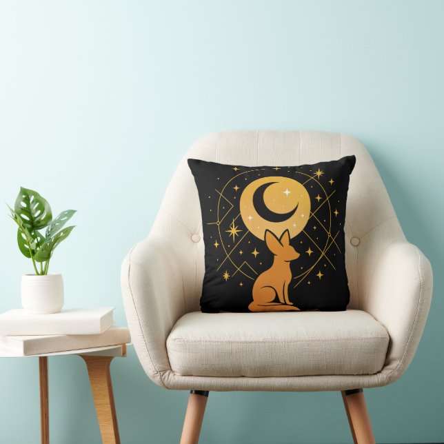 Celestial Desert Fox – Moon and Stars Cosmic  Cushion (Chair)