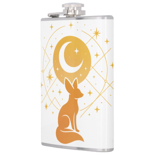 Celestial Desert Fox – Moon and Stars Cosmic  Hip Flask (Left)