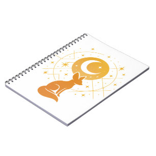 Celestial Desert Fox – Moon and Stars Cosmic Notebook