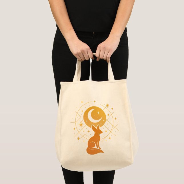 Celestial Desert Fox – Moon and Stars Cosmic  Tote Bag (Front (Product))