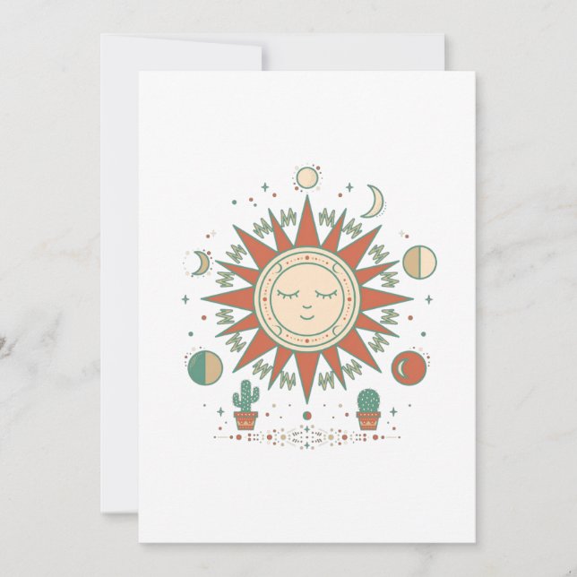 Celestial Desert Round Sticker - Sun Moon Planet C Invitation (Front)