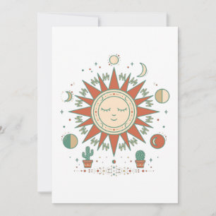 Celestial Desert Round Sticker - Sun Moon Planet C Save The Date