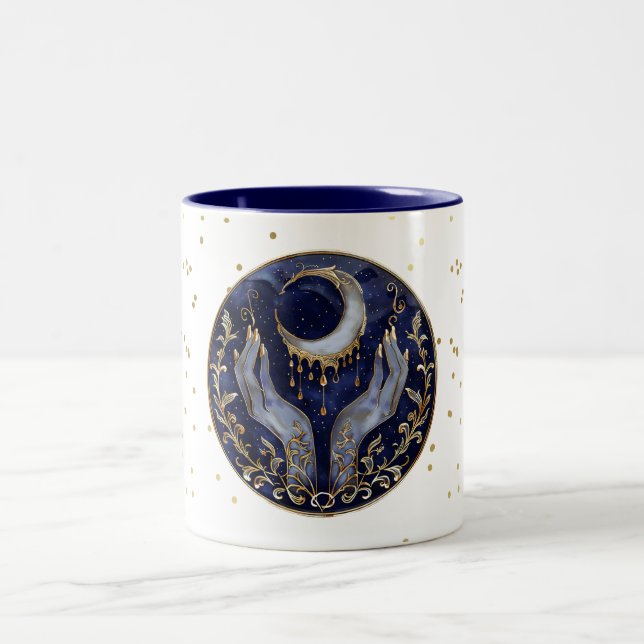 Celestial design in gold Two-Tone coffee mug (Center)