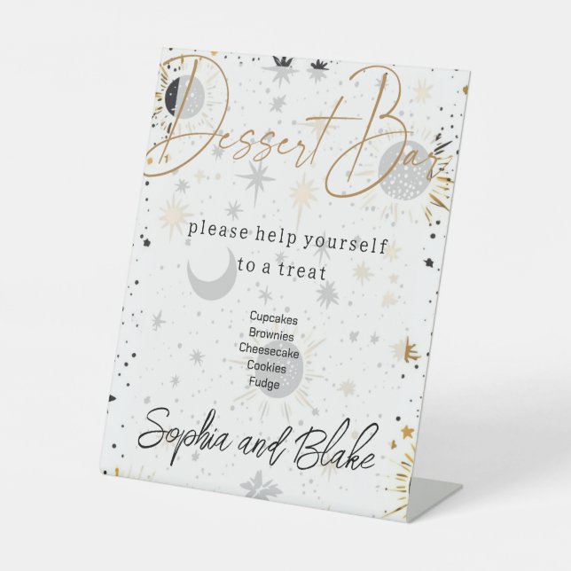 Celestial Dessert Bar Wedding Pedestal Sign (Front)