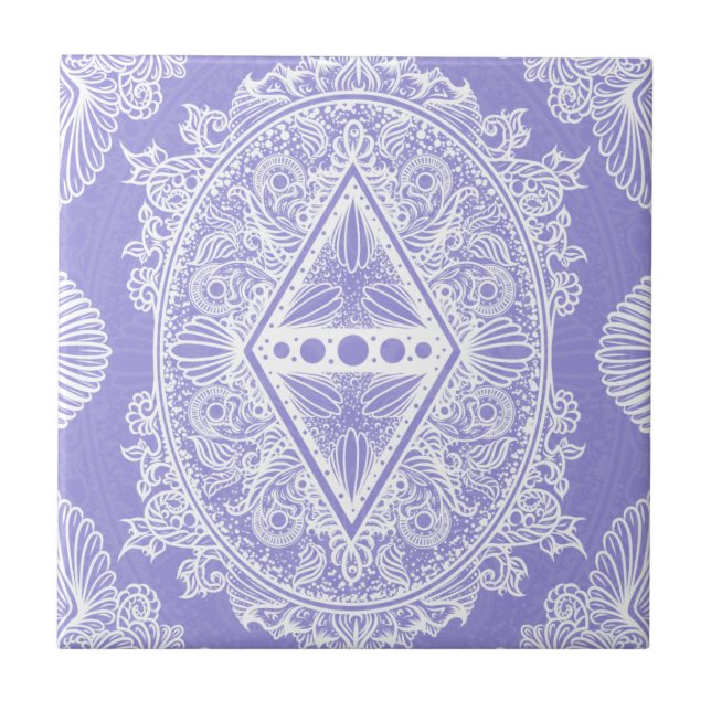 Celestial Diamond Mandala Ceramic Tile (Front)