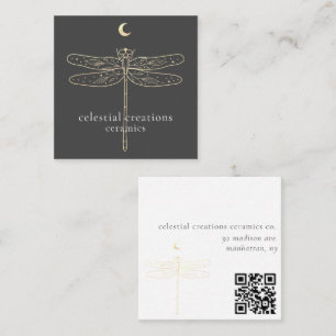 Celestial Dragonfly QR Code Square Business Card