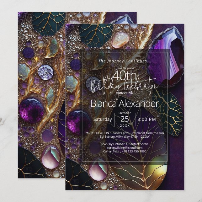 Celestial Dream  | Botanical Gemstone Abstract Invitation (Front/Back)