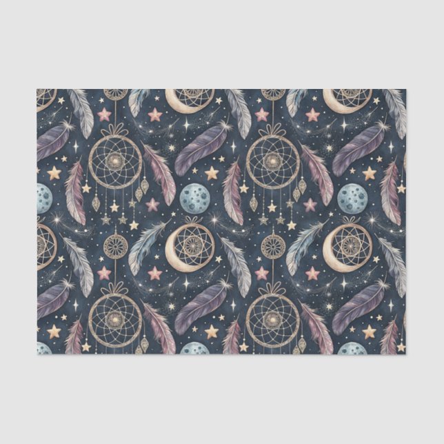 Celestial Dreamcatcher & Starry Night Art Pattern Tissue Paper (Front)