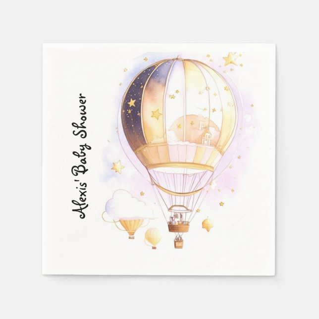 Celestial Dreamland Baby Shower Hot Air Balloon Napkin (Front)