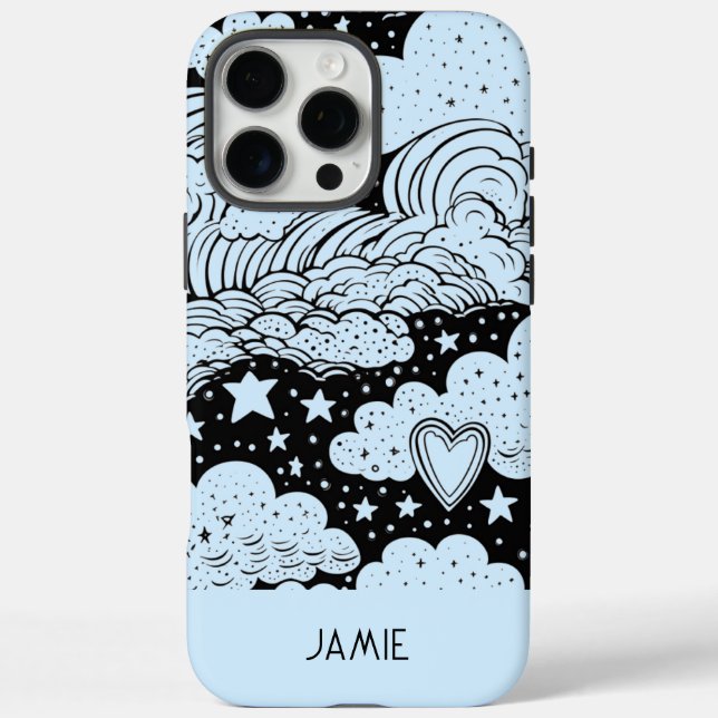 Celestial Dreams Doodles Blue Black Personalised Case-Mate iPhone Case (Back)