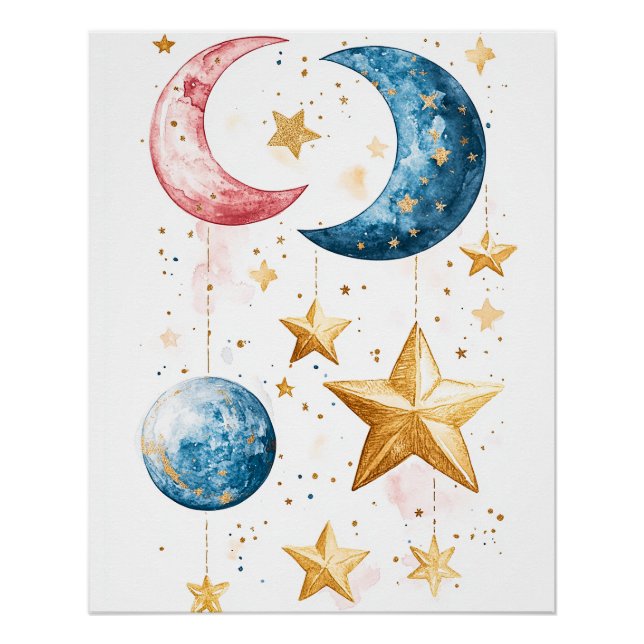 Celestial Dreams Watercolor Poster (Front)