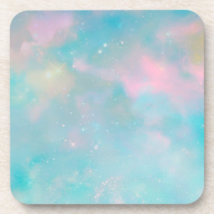 Celestial Dreamscape Pastel Plastic Coaster