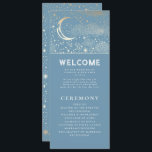 Celestial Dusty Blue and Gold Wedding Programs<br><div class="desc">Celestial dusty blue wedding programs with the ceremony and wedding party information for guests</div>