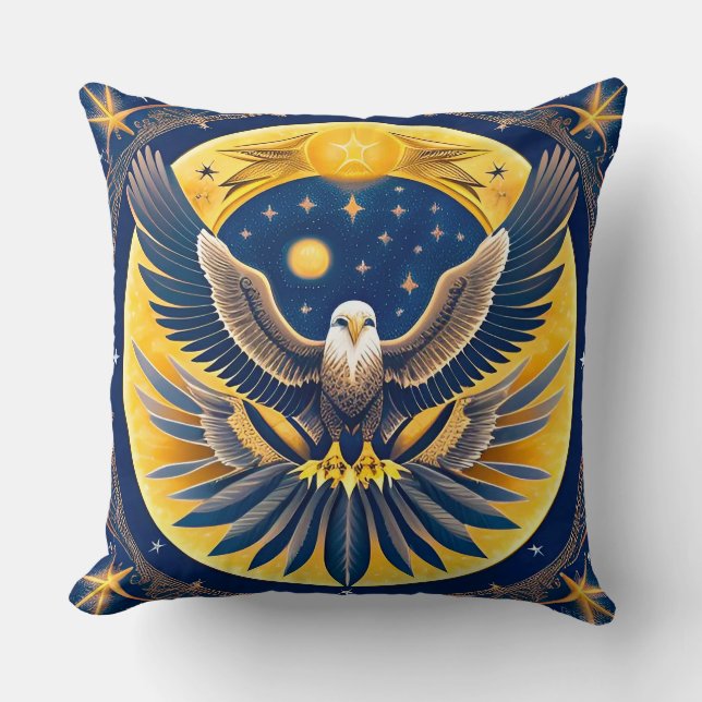 Celestial Eagle on Starry Sky – Bold Patriotic Cushion (Front)